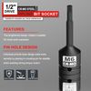 KIRXST Impact Triple Square Spline Bit Socket, 1/2" Drive M6 Spline Bit Socket, CR-MO Steel