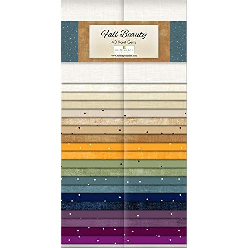 Wilmington Prints Karat Gems-Fall Beauty 2 1/2" Strips, 40 Pieces per Pack 842-64-842, Yellow Cream Blue