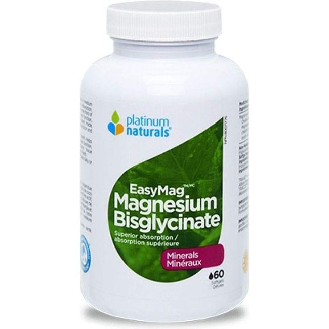 Platinum Naturals EasyMag Magnesium Bisglycinate, 60 Softgels