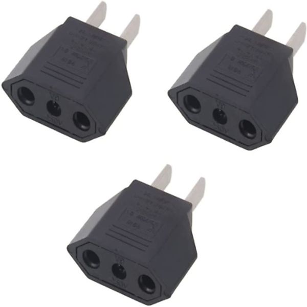 EU Europe to US USA America Travel Plug Adapter AC Outlet Power Converter(3 Pack