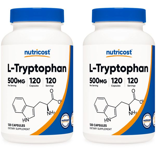 Nutricost L-Tryptophan 500mg, 120 Capsules (2 Bottles)