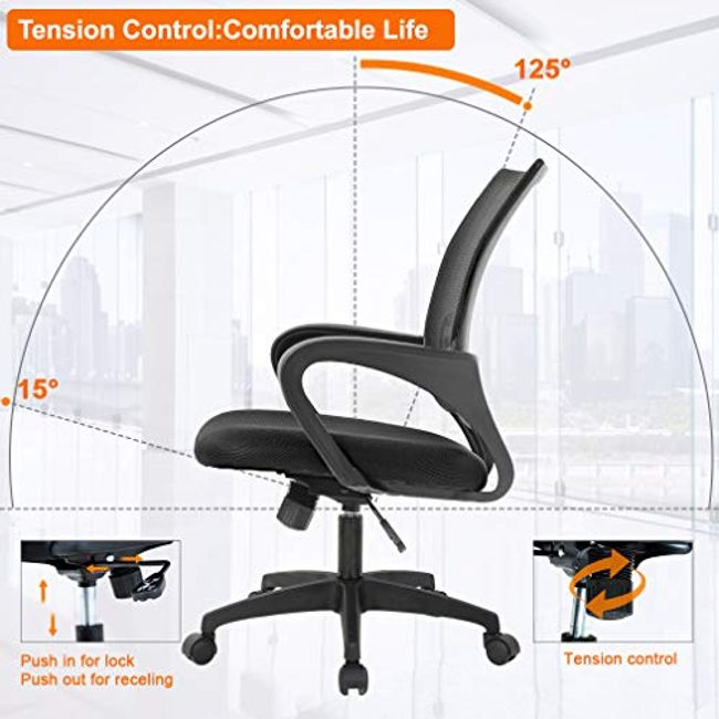 BestOffice Home Office Chair Ergonomic Desk Chair Mesh Computer Chair with Lumbar  Support Armrest Executive Rolling Swivel Adjustable Mid Back Task Chair for  Women Adults, Black