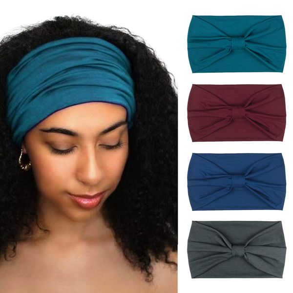 DRESHOW 4 Pack Turban Headbands for Women Wide Vintage Head Wraps Knotted Cute Hair Bands Accessories