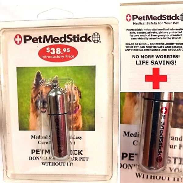 PET MED STICK METAL CASING USB FLASH DRIVE WITH MEDICAL INFORMATION FOR YOUR PET