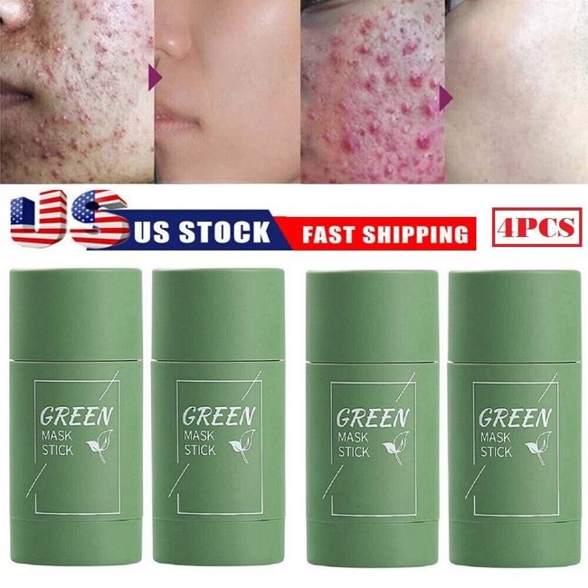 4pcs Green Tea Clay Cleansing Stick Facial Deep Purifying Blackhead Acne Remover