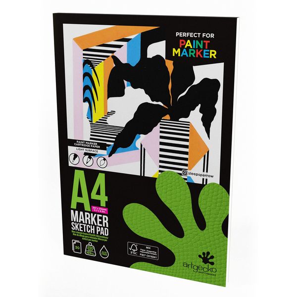 Artgecko Pro Marker Pad A4-30 Sheets 250gsm White Smooth Paper