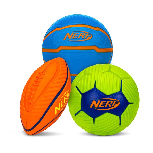 Nerf Kids Mini Foam Sports Ball Set-Soft Foam Football,Soccer Ball+Basketball Set for Kids-All Sport Mini Ball Set-Indoor+Outdoor Youth Sport Balls-Perfect Toy Sports Set