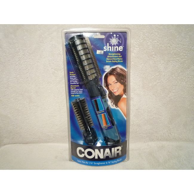 CONAIR ION SHINE IONIC HOT AIR 1 3/4" STRAIGHTENER & 5/8" STYLING BRUSH ~ SEALED