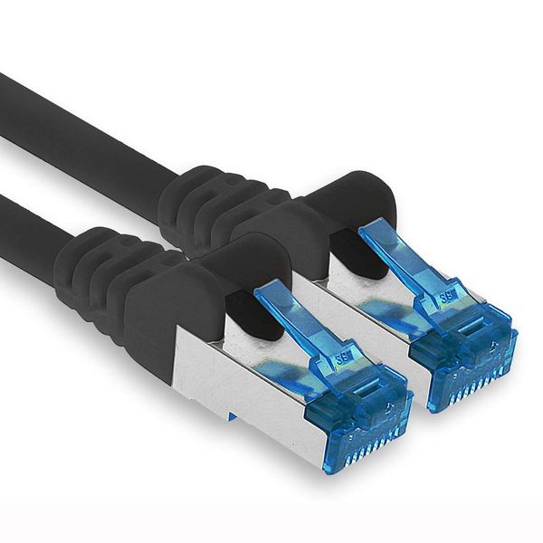 1aTTack.de Patch cable - 5m Ethernet, network, LAN cable CAT6a (for gigabit networks, routers, switches, modems with RJ45 input - black)