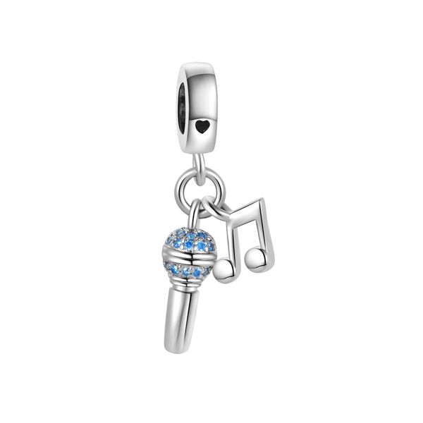 MiniJewelry Singing Microphone Music Note Double Dangle Charm Compatible with Pandora Charms Bracelets