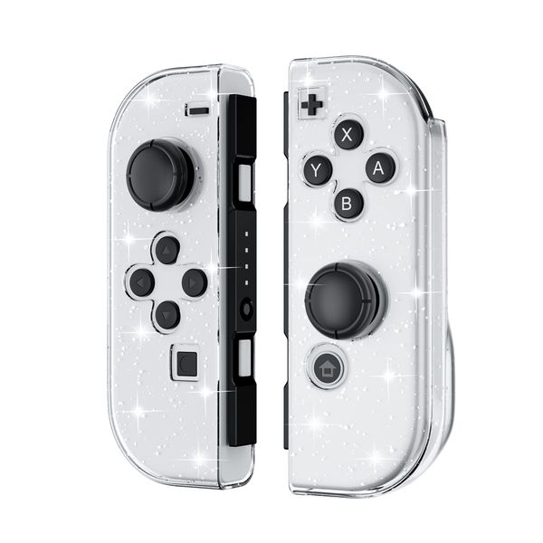 FANPL Glitter Case for Nintendo Switch & Switch OLED Joy-Con, Sparkly Clear Joy-Con Protective Cover with Ergonomic Design, Soft Controller TPU Shell Comfortable, Easy Installation