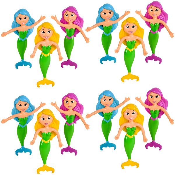 Rhode Island Novelty 12 Bendable Classic Mermaids Toy Party Favor Gift Costume Accessory