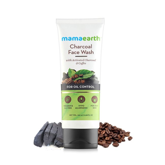 MAMAEARTH Charcoal Face Wash with Coffee Extracts for Deep Cleansing & Exfoliation- Facial Cleanser- Controls Excess Oil & Detoxifies Skin- Toxin-free, All Natural with Organic Ingredients