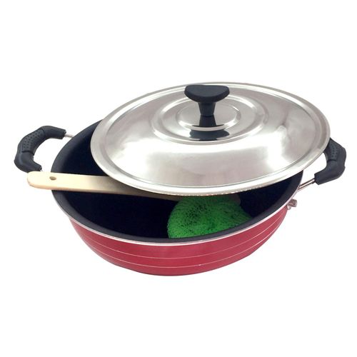 GD Deep Kadai Non Stick Kadhai Indian Karahi Frying Pan Deep Fry Kadhai Stainless Steel Lid Stir Fry Pan Non Stick All Purpose Pan Cookware Cooking Pan Multi Purpose Pots and Pans (2 Ltr)