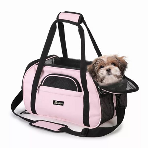 JESPET Soft-Sided Pet Carrier for Small Pets Pink, 19" x 10" x 13"