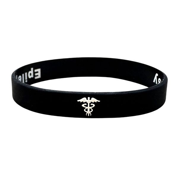 Epilepsy Hidden Message Wristband. Medical Alert ID Bracelet For Epileptic Men's Ladies Silicone Band Adults 202mm (1 Wristband only)