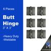 Heavy Duty Weldable Butt Hinges 3" x 3" - Steel Butt Hinges | 6 Pieces