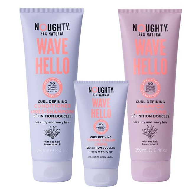 Noughty 97% Natural Wave Hello Curl Taming Cream Trio Bundle, Sulphate Free Vegan Curl Defining Haircare, Vitamin Rich Smoothing Formula for Curly and Wavy Hair 3 x 150ml