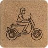 'Man On A Scooter' Square Cork Trivet/Pot Stand (TR00025137)