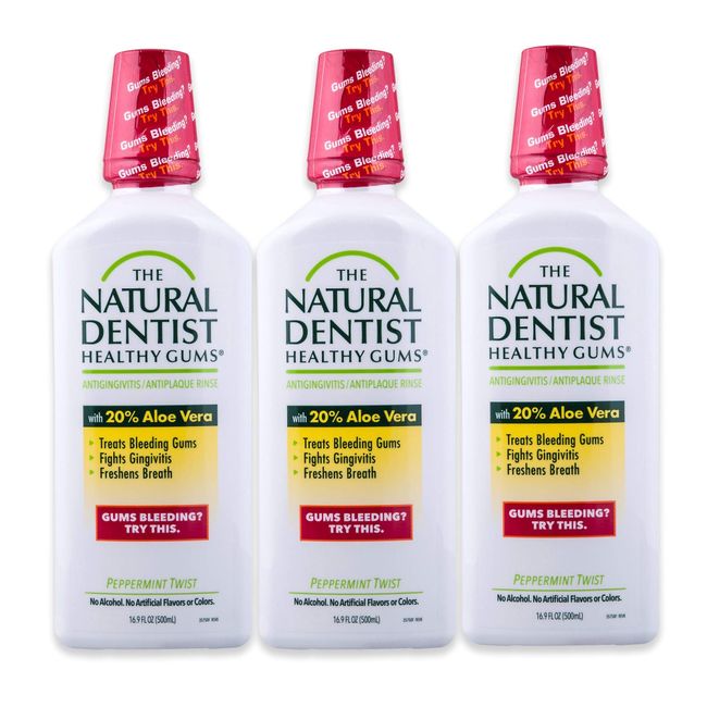 The Natural Dentist Healthy Gums Mouth Wash, Peppermint Twist Flavor, 16.9 Ounce Bottle (Pack of 3)