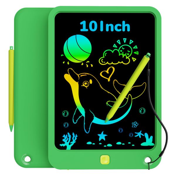 KOKODI LCD Writing Tablet for Kids, 10 Inch Colorful Drawing Tablet, Educational Learning Kids Toys for Age 3-12 Years Old, Toddler Doodle Board,Green