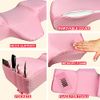 XOLLOZ Pillow for Eyelash Extensions - Curved Memory Foam Lash Bed Pillow with Neck and Back Support, Perfect Pillow for Eyelash Extensions, Two Pockets for Tools On The Sides of Pillow - Pink