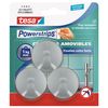 Tesa 57578-000004-00 Powerstrips 3 Round Mini Hooks with 4 Mini Powerstrips Grey