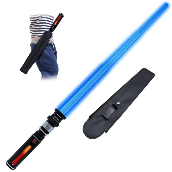 ANNDOFY Light Up Saber for Kids, Blue Light Swords with FX Sound, Expandable Light Swords Set for Galaxy War Fighter Warriors Halloween Dress Up Parties (with Belt Clip)