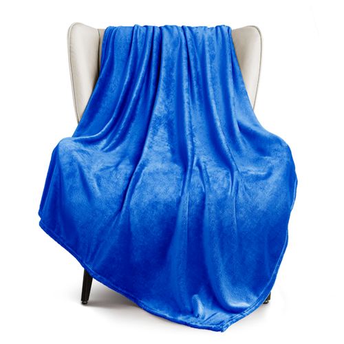 Exclusivo Mezcla Fleece Throw Blanket for Couch, Sofa, 300GSM Super Soft and Warm Blankets, Cobalt Blue Throw All Season Use, Cozy, Plush, Lightweight, 50x60 Inches