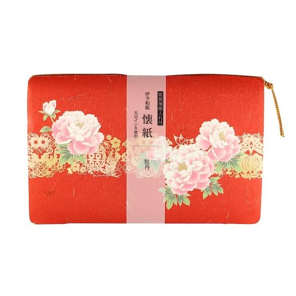 Kamiiso No.3522 Kimono Beauty Kaishi, With Case, Peony, 6.9 x 5.7 inches (175 x 145 mm), Pack of 20