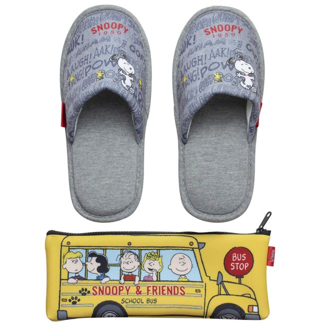 Nippon 230086 Slippers, Portable, Peanuts Snoopy 8.7 - 9.4 inches (22 - 24 cm), School Bus