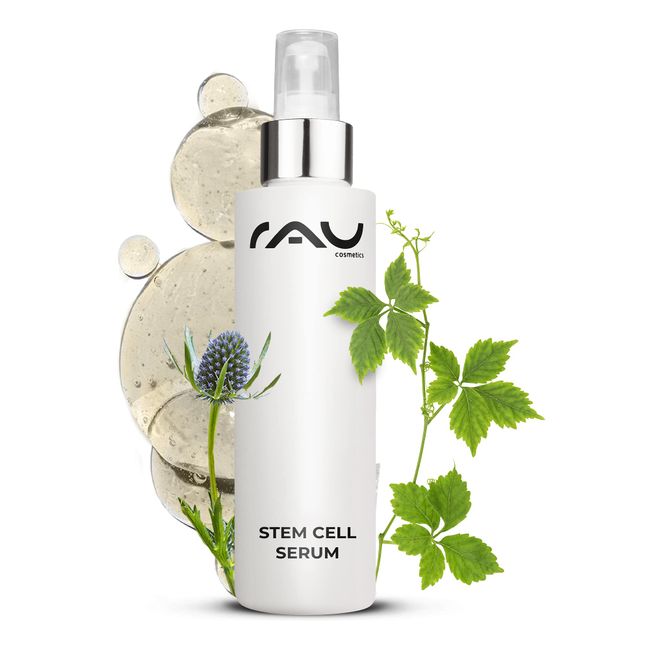 RAU Cosmetics Stem Cell Serum 100 ml - Anti-Aging Serum für das Gesicht mit echten pflanzlichen Stammzellen, Vitamin A & Panthenol - gegen Falten: für Trockene, Sensible, Unreine, Reife und Mischhaut