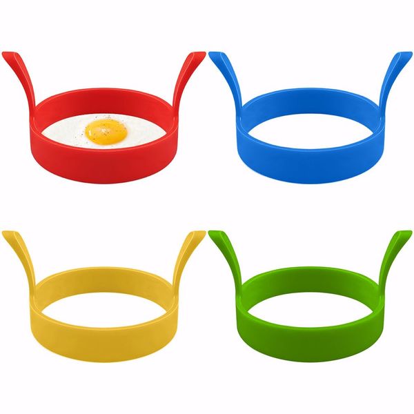 4 Pack Egg Rings for Frying, Non Stick Fried Egg Ring Silicone Egg Frying Ring Egg Cooking Rings Heat-Resistant Pancake Rings Mold Round Egg Moulds for Frying Perfect Eggs Mcmuffin Crumpets