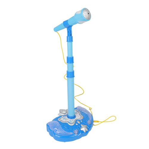 Musical Toys Karaoke Machine for Kids with Adjustable Stand and Microphones,Music Sing Microphone Toy with Flashing Stage Lights(Blue,Without Battery)