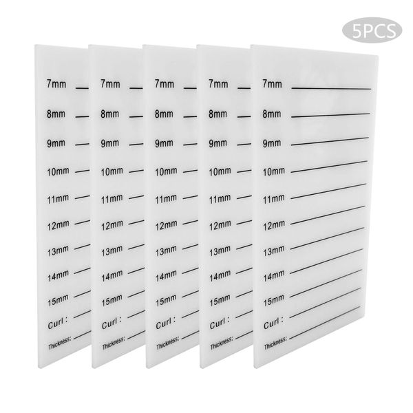 5pcs Palettes Lash Extension Holder Plate with Scale Individual Eyelash Extension Layers Acrylic Lash Tile Hand Plate Display Drawer Container Plate Eye Lashes Grafting Organizer Supplies Tool