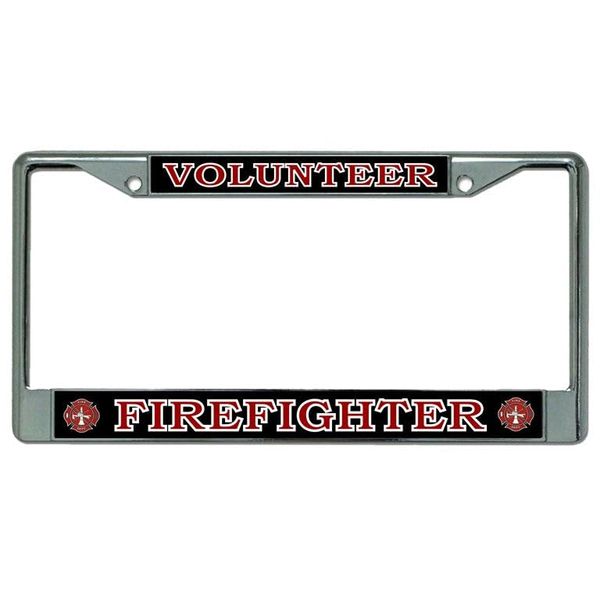 Volunteer Firefighter Chrome License Plate Frame