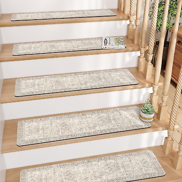 Stair Treads Non Slip 15PCS 8"X30" Stair Runner, Rubber Backing Carpet Stair Tre