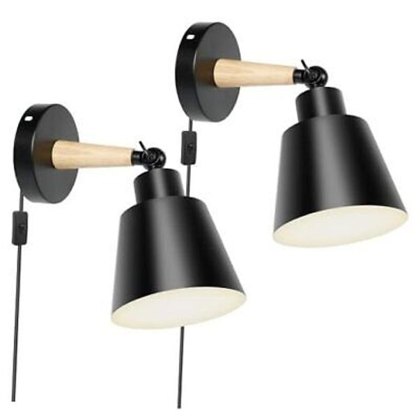 Plug in Wall Sconces, Wall Lights Set of 2, E26 Base 5FT Plug in Cord 2 PACK