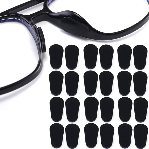 Glasses Nose Pads Seals, Soft Silicone, Glasses Nose Pads, Prevents Glasses from Slipping, 12 Pairs, Black