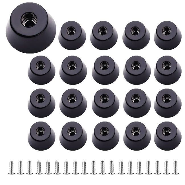 SHULLIN 20pcs Set Screw Stopper Feet Furniture Foot Pads Screw Down Rubber Cushion Rubber Sole Round Rubber Bumper Feet Rubber Feet Rubber Feet Bumpers Legs with Metal Washers Screws D20x16xH10mm