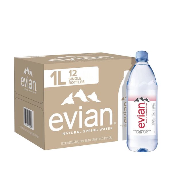 Evian Natural Spring Mineral Water Refreshing 1 Liter 12 Pack