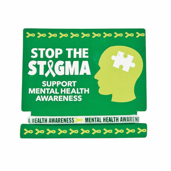 Mental Health Awareness Rubber Bracelets With Card - Jewelry - 12 Pieces