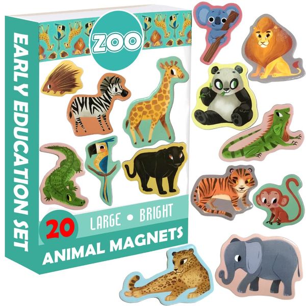 Fridge Magnets For Toddlers Magdum - 20 ZOO Animal Kids Fridge Magnets - Animal Magnets For Toddlers - Fridge Magnets For Kids - Kids Magnets - Magnetic Shapes - Magnet Toy - Kids Magnets For Fridge