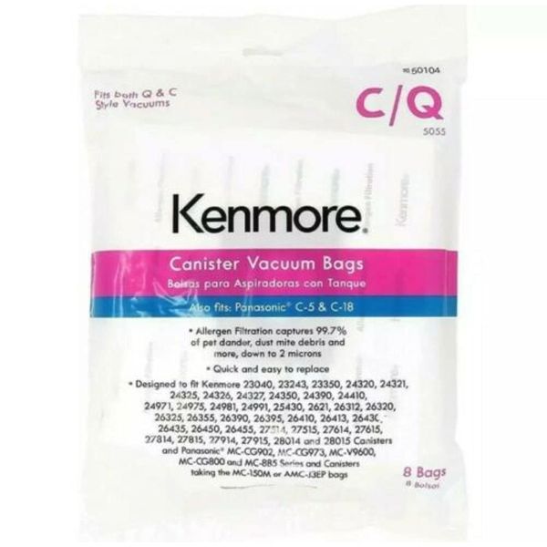 Kenmore 50104 8 Pack Style C/Q Canister Vacuum Bags