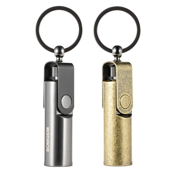 SOMGEM Permanent Match Keychain 2 Pack, Kerosene Refillable, Waterproof Flint Fire Starter for Outdoor Camping Emergency Survival