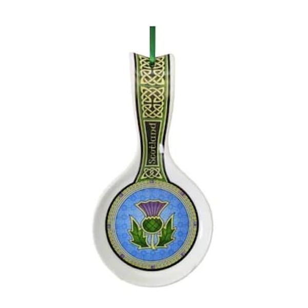 Scottish Thistle Flower Celtic Knot Window Design Bone China Single Spoon Rest