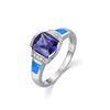 Ladies Sterling 925 Solid Silver Opal Sapphire & 2 Ct Cushion Cut Tanzanite Ring (N)
