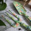 Fork and Trowel Garden Tool Set - William Morris Jasmine Design, Green