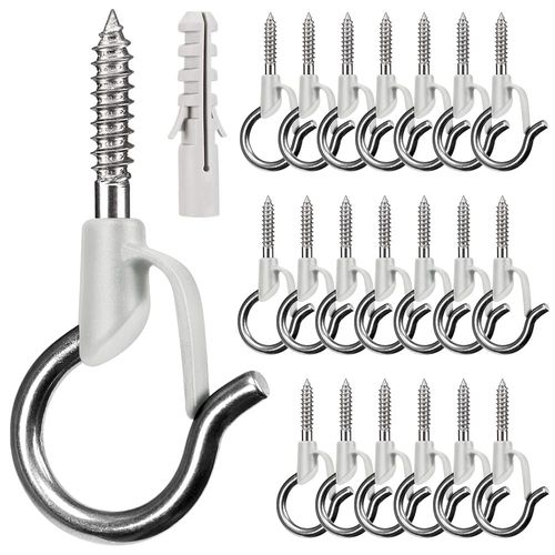 BeneLabel Q-Hangers - 20 Pack - Ash Gray - Easy Release Hooks for Hanging Outdoor Lights and Decorations