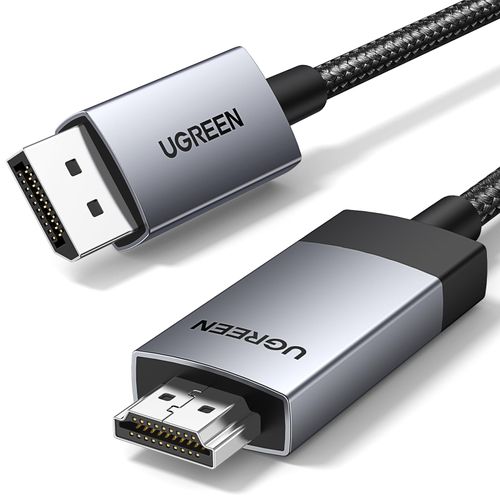 UGREEN 4K@60Hz DisplayPort to HDMI Cable 6.6FT DP 1.2 to HDMI 2.0 Cord HDR Active Aluminum Braided High Speed DP to HDMI Converter for Multi-Screen Compatible with Monitor, Projector, Dell, Lenovo(2M)